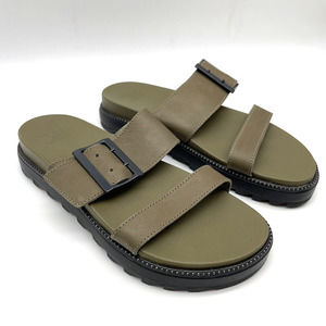 SOREL Sage Green Roaming Buckle Double Strap Leather Slide Sandals Size 7.5 NWOB